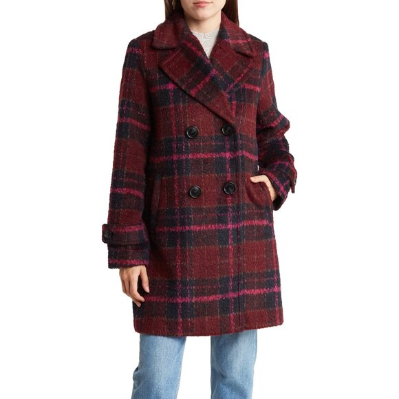 Sam Edelman Women's Double-Breasted Plaid Coat - Picture 1 of 3